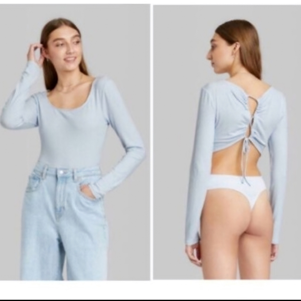 Wild Fable NWT Sky Blue Open Back Bodysuit